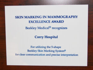 Corry Memorial Hospital Skin Marking in Mammography Excellence Award