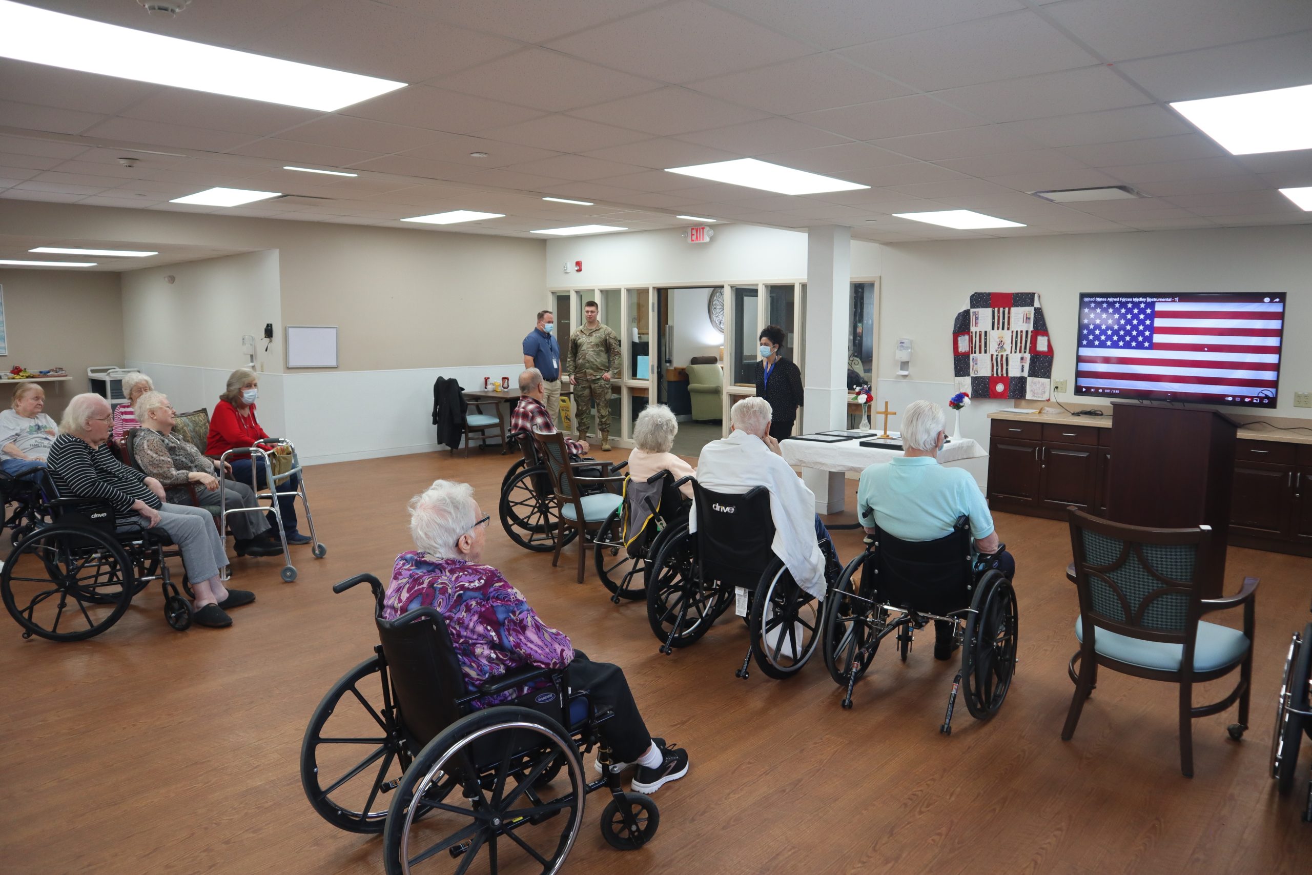 Residents listening to a presentation